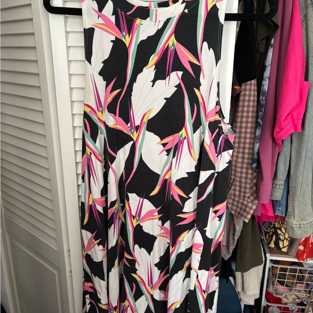Fighting Eel Tropical bird of paradise Print Dress